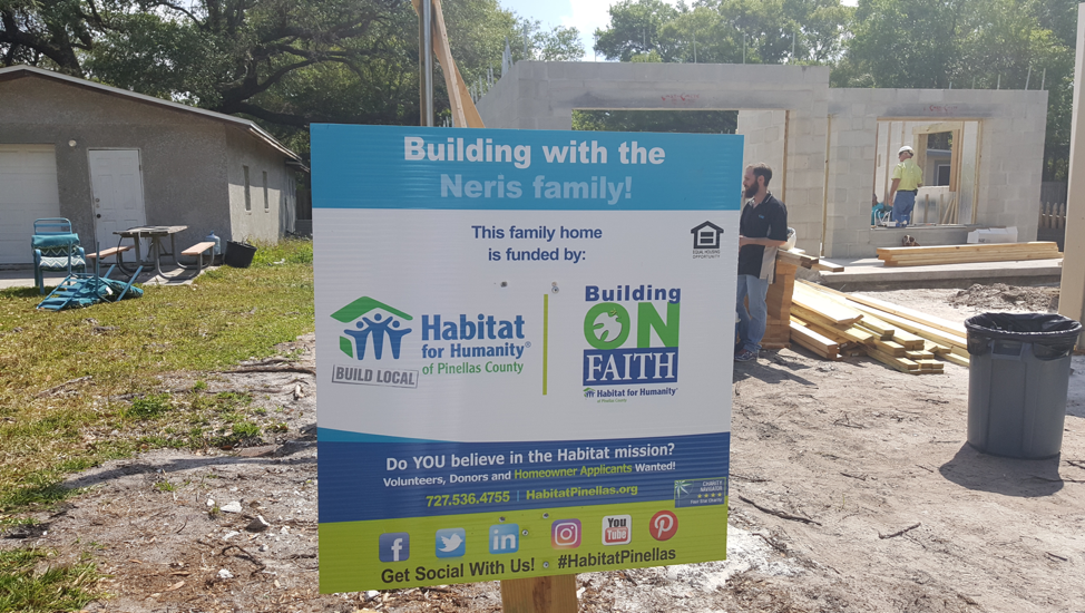Habitat for Humanity sign for the Neris family's home