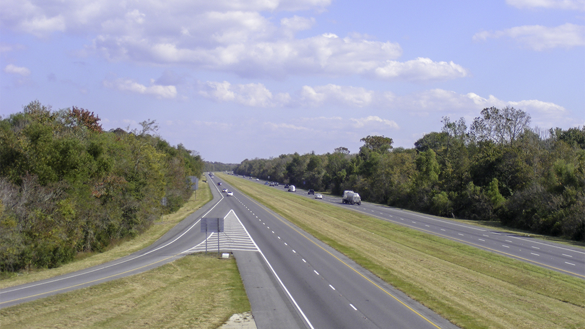 An interstate at an off ramp